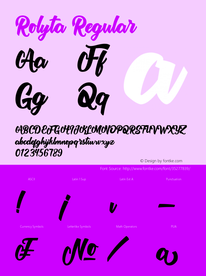 Rolyta Version 1.00;July 22, 2019;FontCreator 12.0.0.2545 64-bit Font Sample