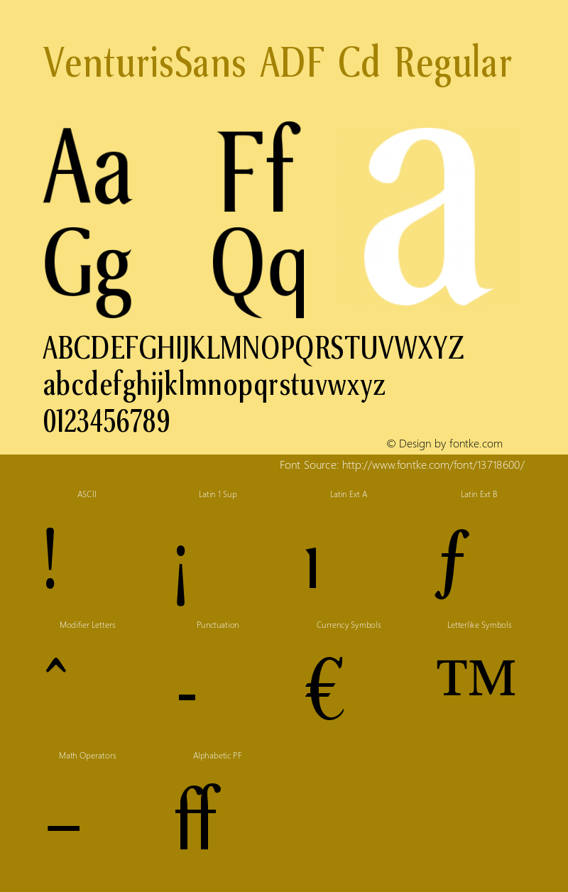 VenturisSans ADF Cd Regular Version 1.005 Font Sample