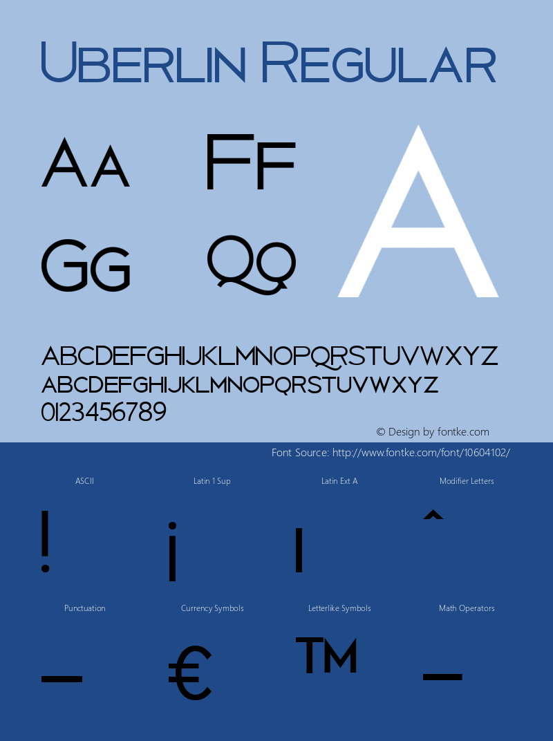 Uberlin Regular Version 1.0 Font Sample