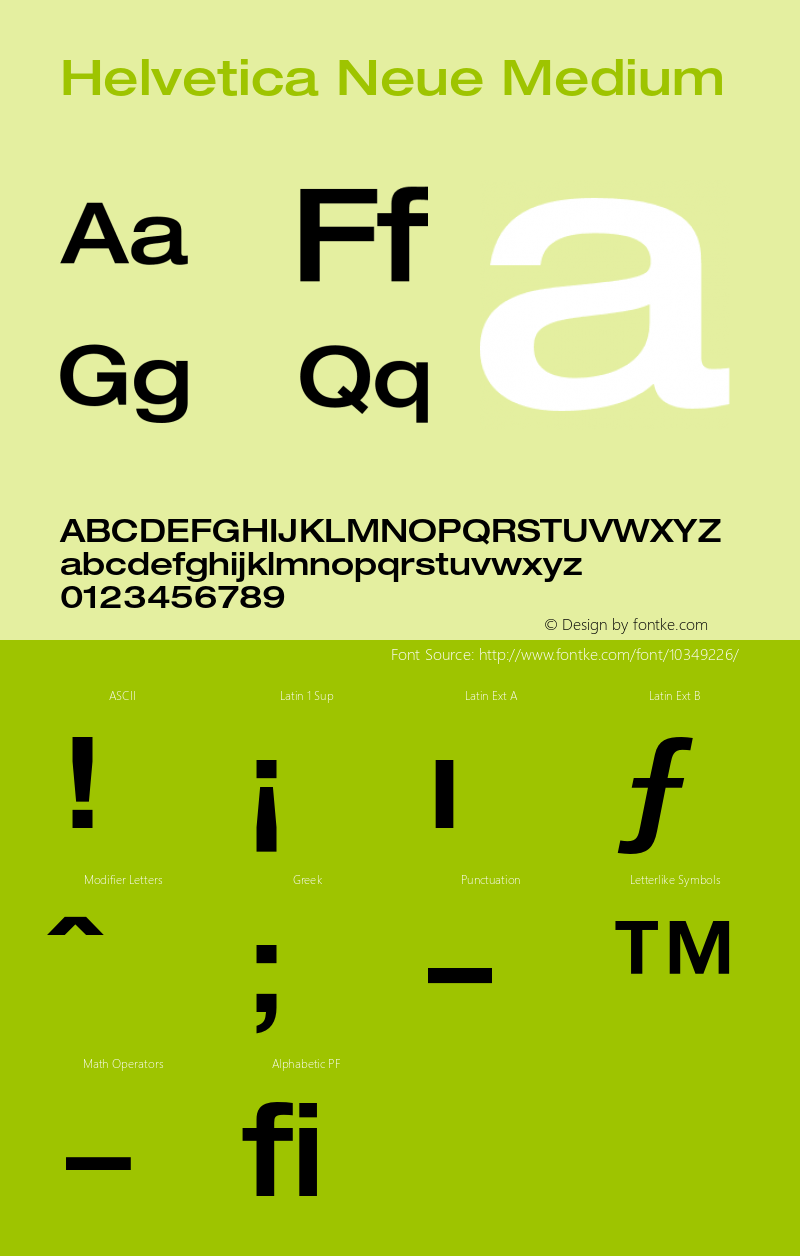 Helvetica Neue Medium 001.000 Font Sample