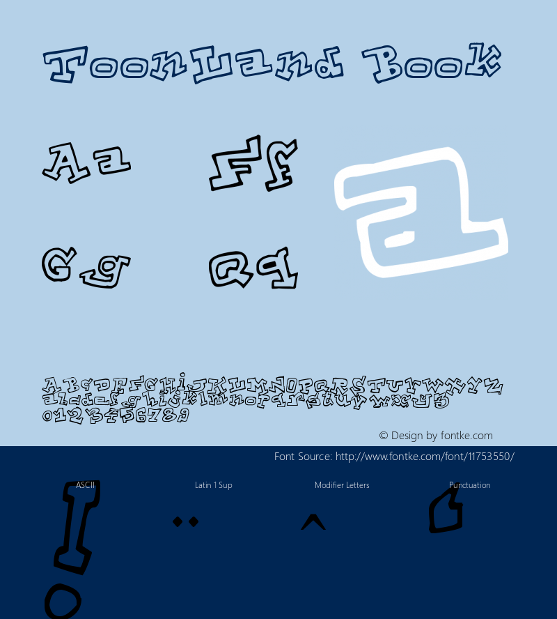 ToonLand Book Version 1.00 July 28, 2010, Font Sample