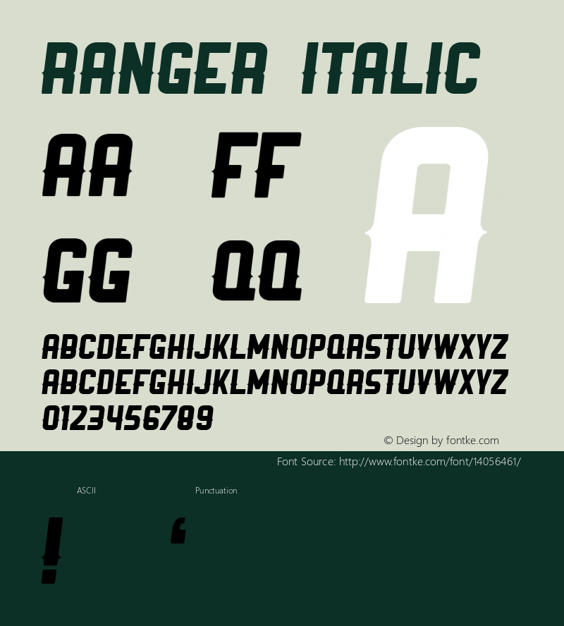 Ranger Italic Unknown Font Sample