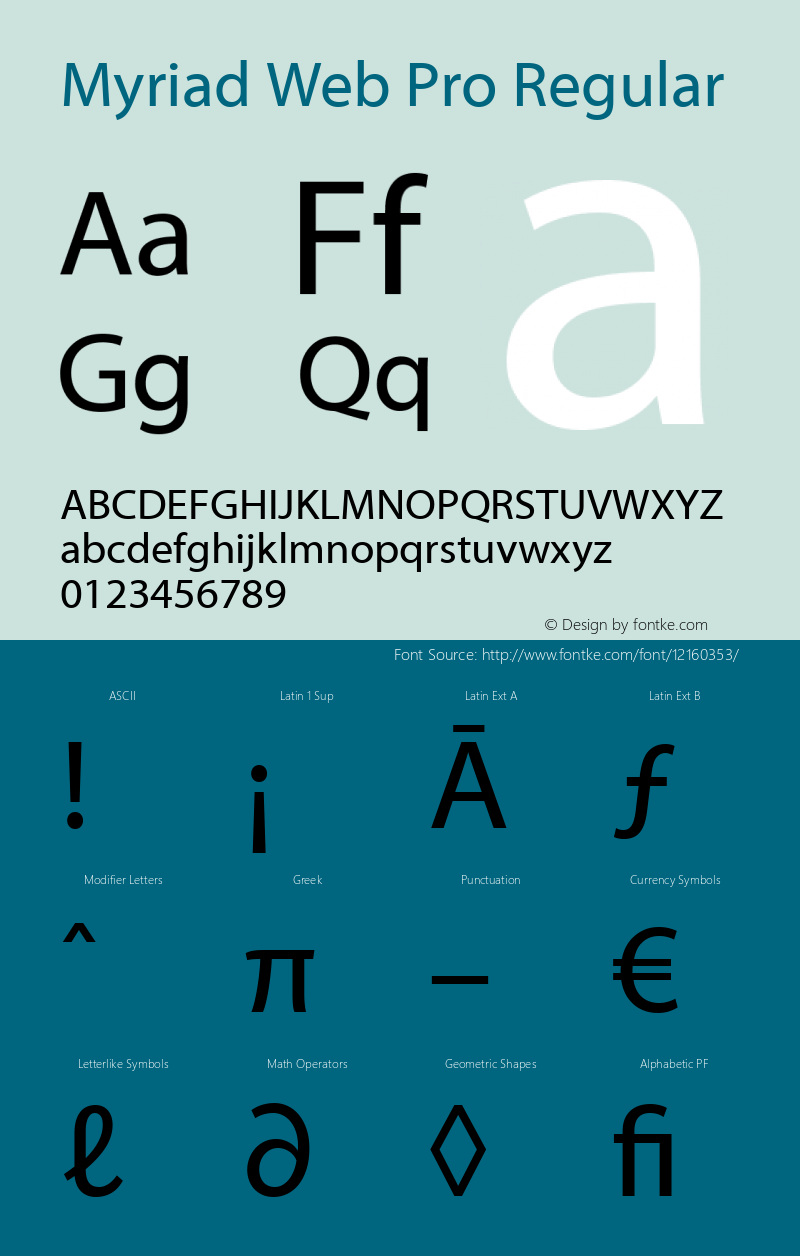 Myriad Web Pro Regular Version 1.903 Font Sample