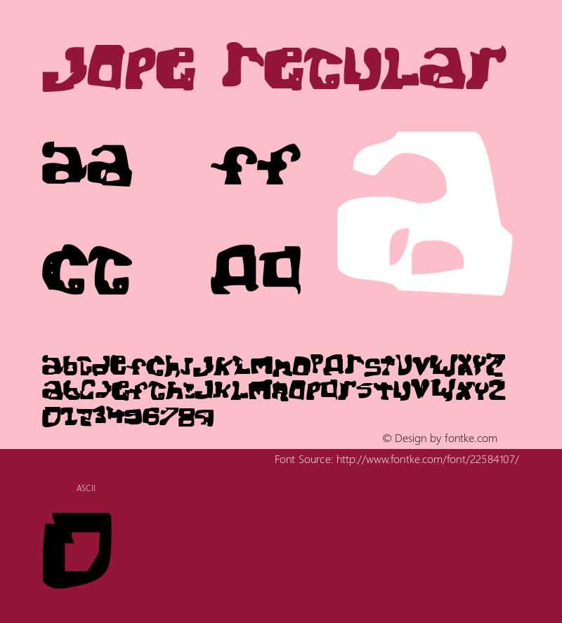 Jope 2000; 1.0, initial release Font Sample