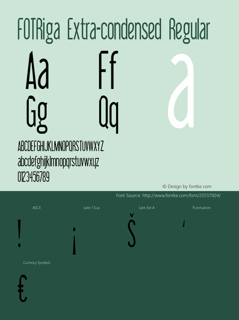 FOTRiga-ExtracondensedRegular Version 1.000 Font Sample