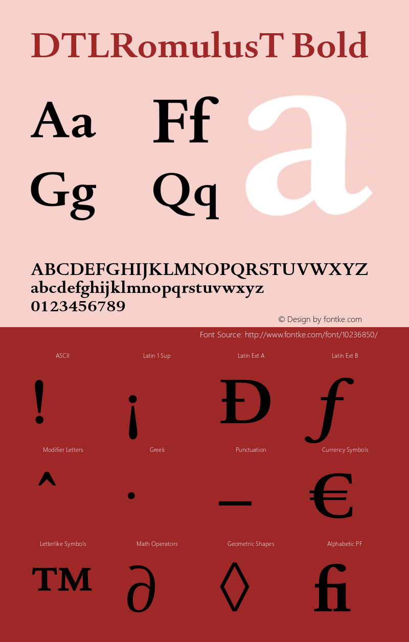 DTLRomulusT Bold 001.001 Font Sample