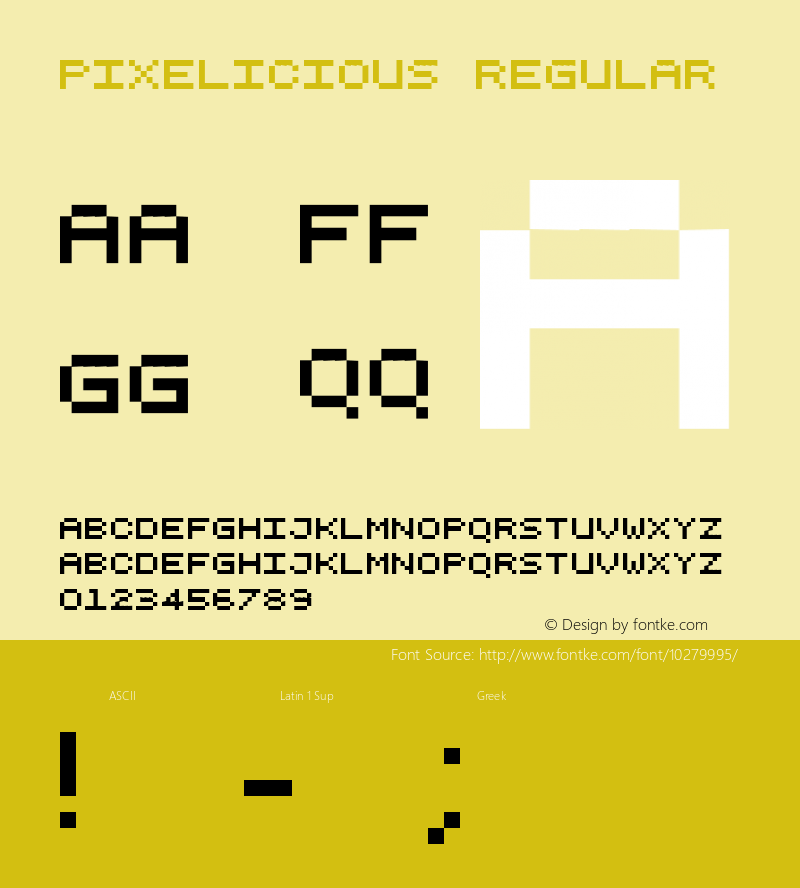 Pixelicious Regular Version 1.00 January 5, 2006 Font Sample