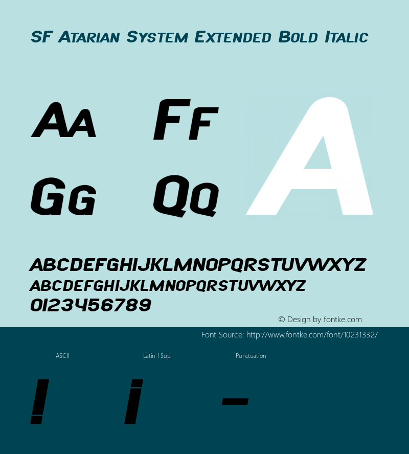 SF Atarian System Extended Bold Italic 1.0 Font Sample