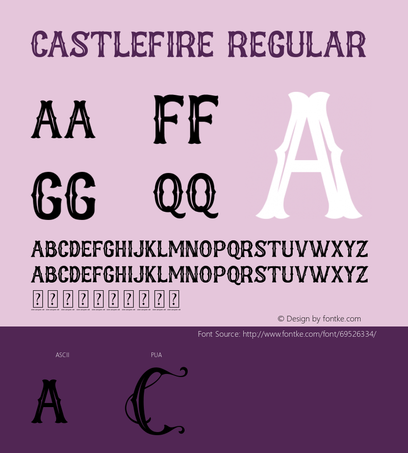 Castlefire Version 1.00 Font Sample