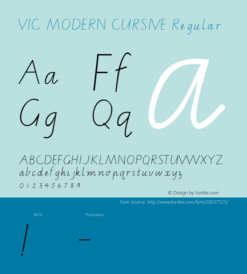 VIC MODERN  CURSIVE Macromedia Fontographer 4.1.5 19/4/02 Font Sample