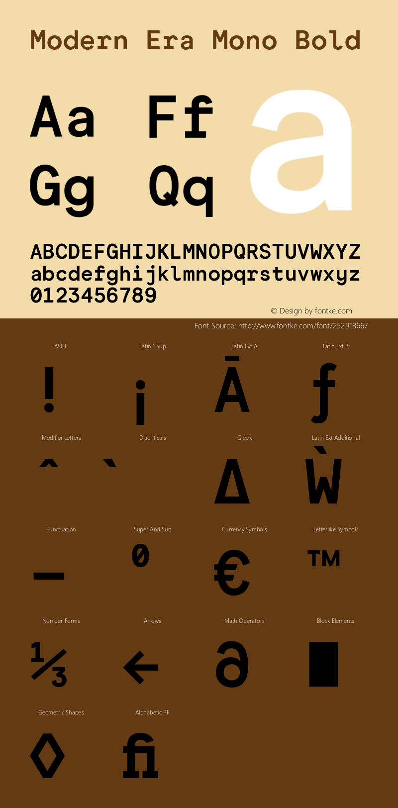 Modern Era Mono Bold Version 2.011 Font Sample