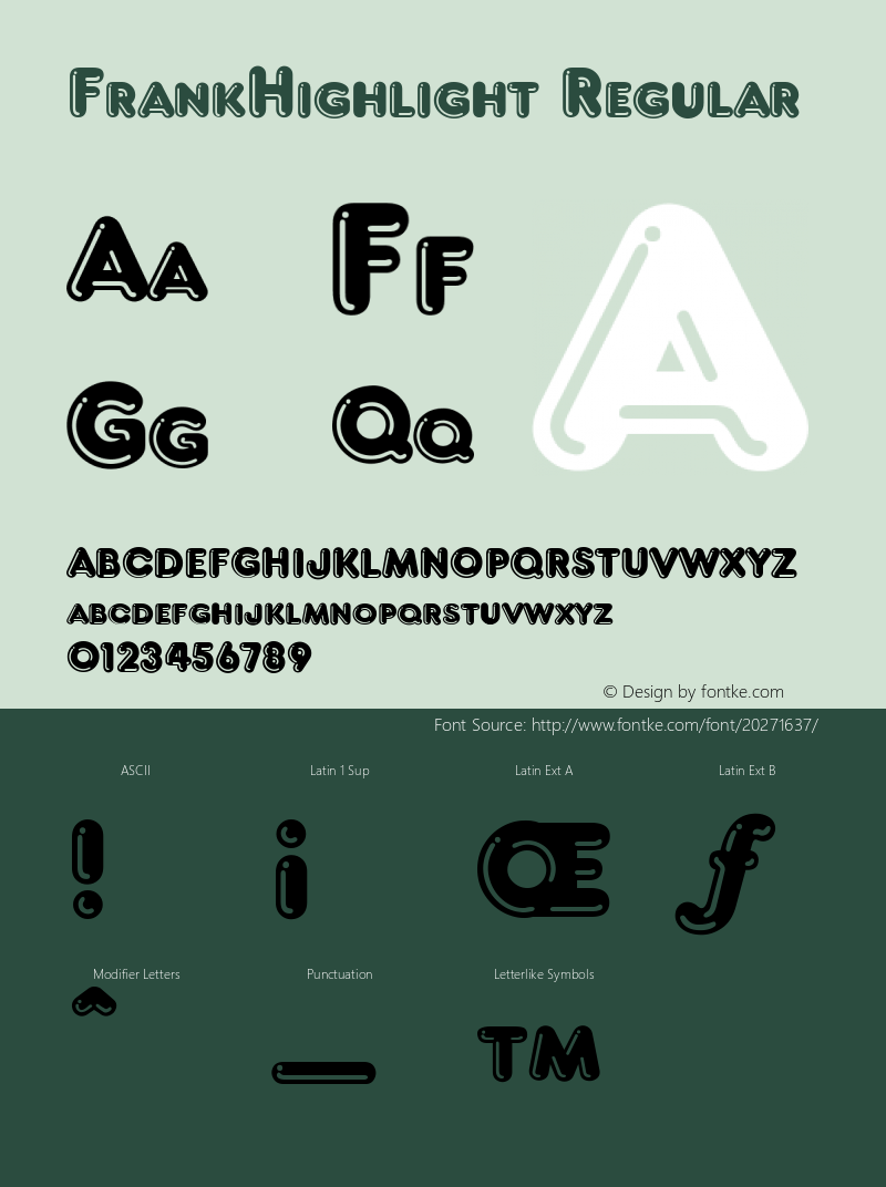 FrankHighlight v1.0c Font Sample