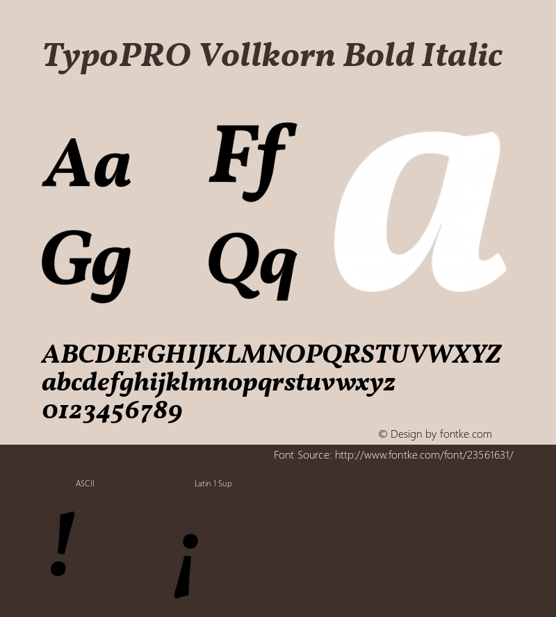 TypoPRO Vollkorn Bold Italic Version 4.015 Font Sample