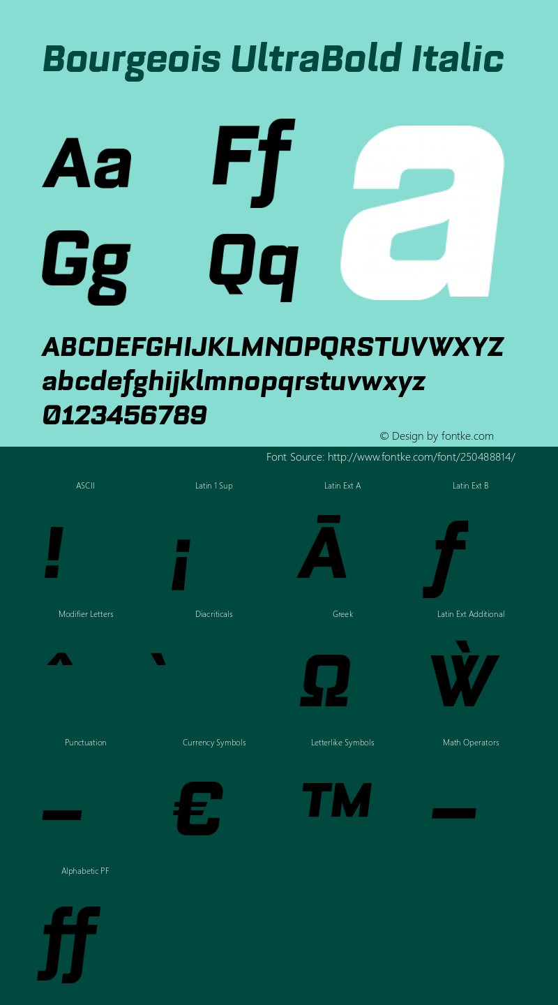 Bourgeois UltraBold Italic Version 1.105;PS 001.105;hotconv 1.0.88;makeotf.lib2.5.64775图片样张