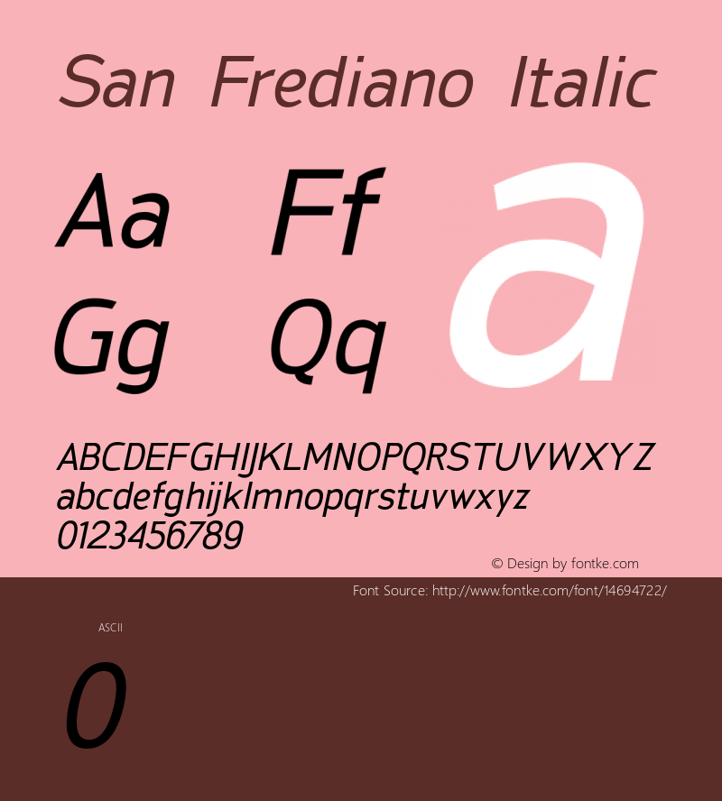 San Frediano Italic Version 1.000 Font Sample