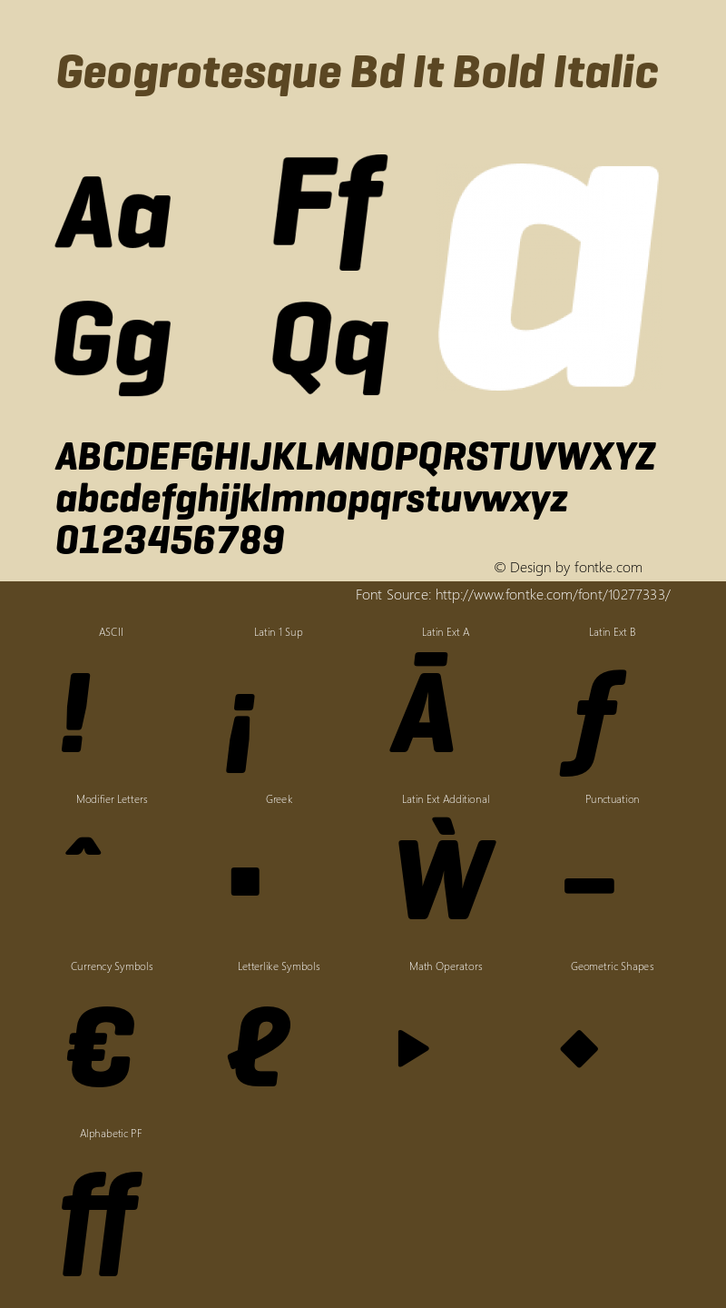 Geogrotesque Bd It Bold Italic Version 2.001 Font Sample