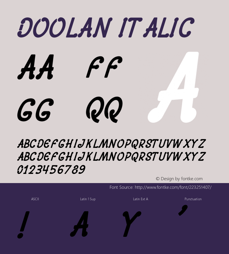 DOOLAN Italic Version 1.018;Fontself Maker 3.5.1图片样张