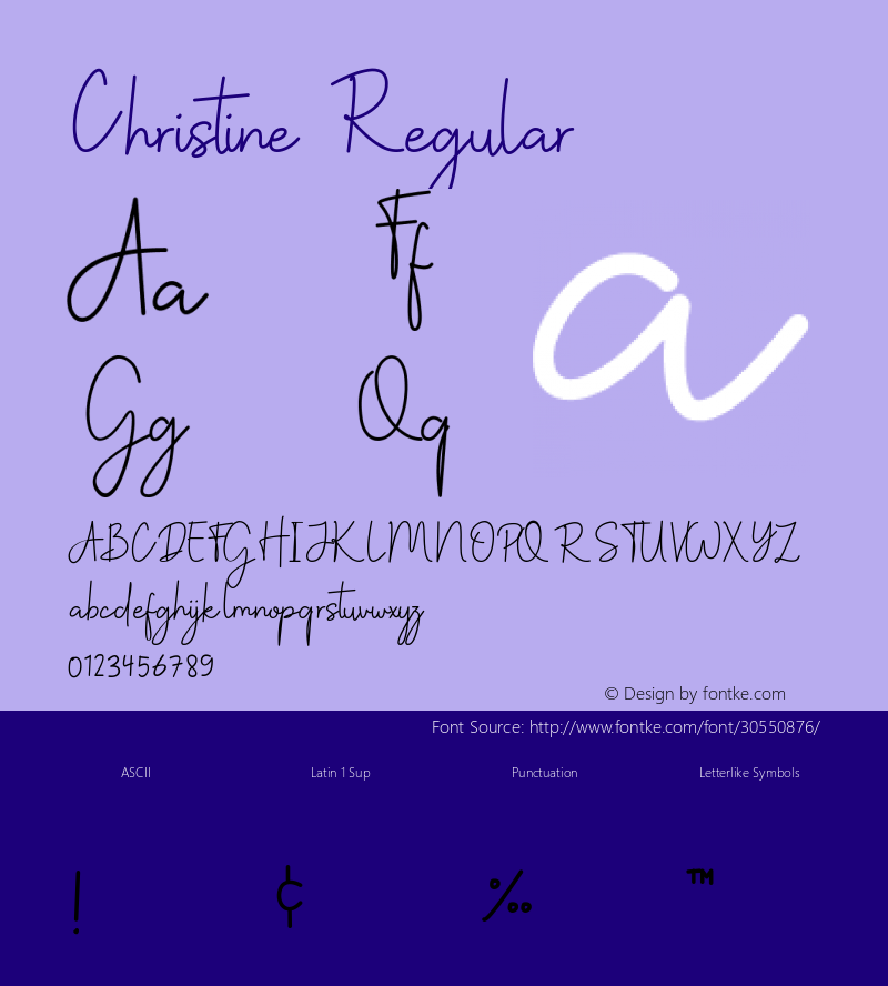 Christine Version 1.00;May 17, 2019;FontCreator 11.5.0.2427 64-bit Font Sample