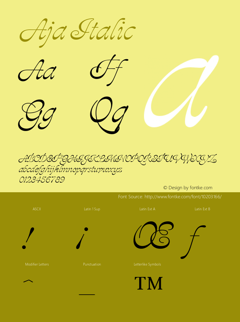 Aja Italic Version 001.000 Font Sample