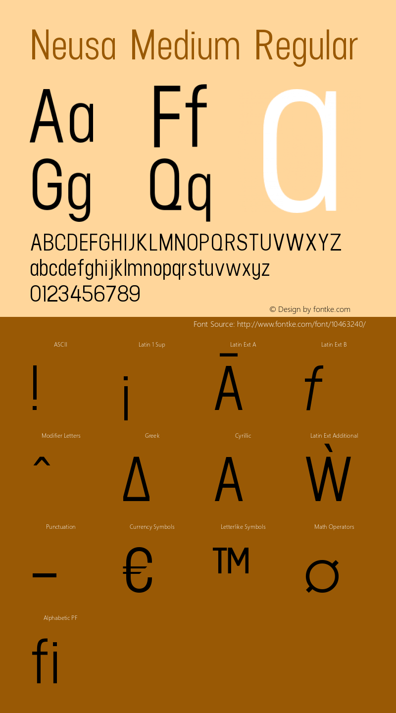 Neusa Medium Regular Version 1.001;PS 001.001;hotconv 1.0.56;makeotf.lib2.0.21325 Font Sample