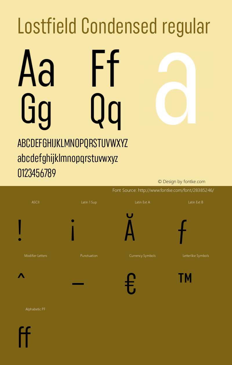 Lostfield Condensed  Font Sample