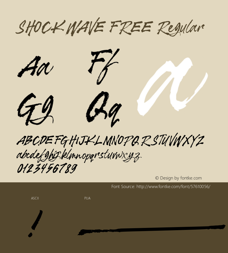 SHOCKWAVE FREE Version 1.000 Font Sample