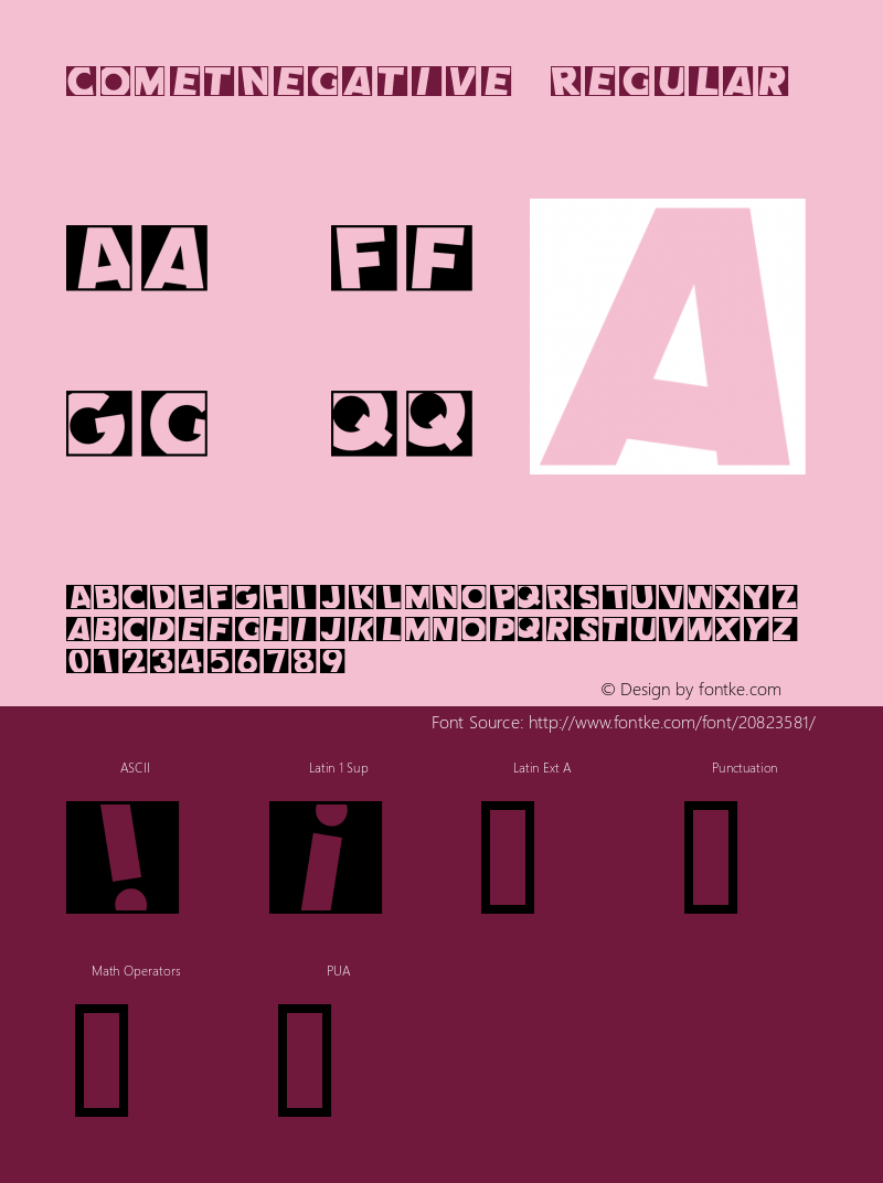 CometNegative Macromedia Fontographer 4.1.3 11/20/03 Font Sample