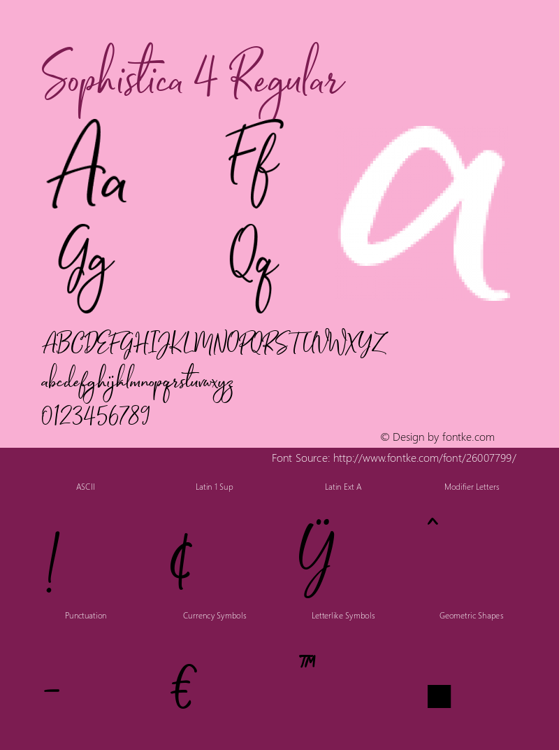 Sophistica 4 Regular 1.000 Font Sample