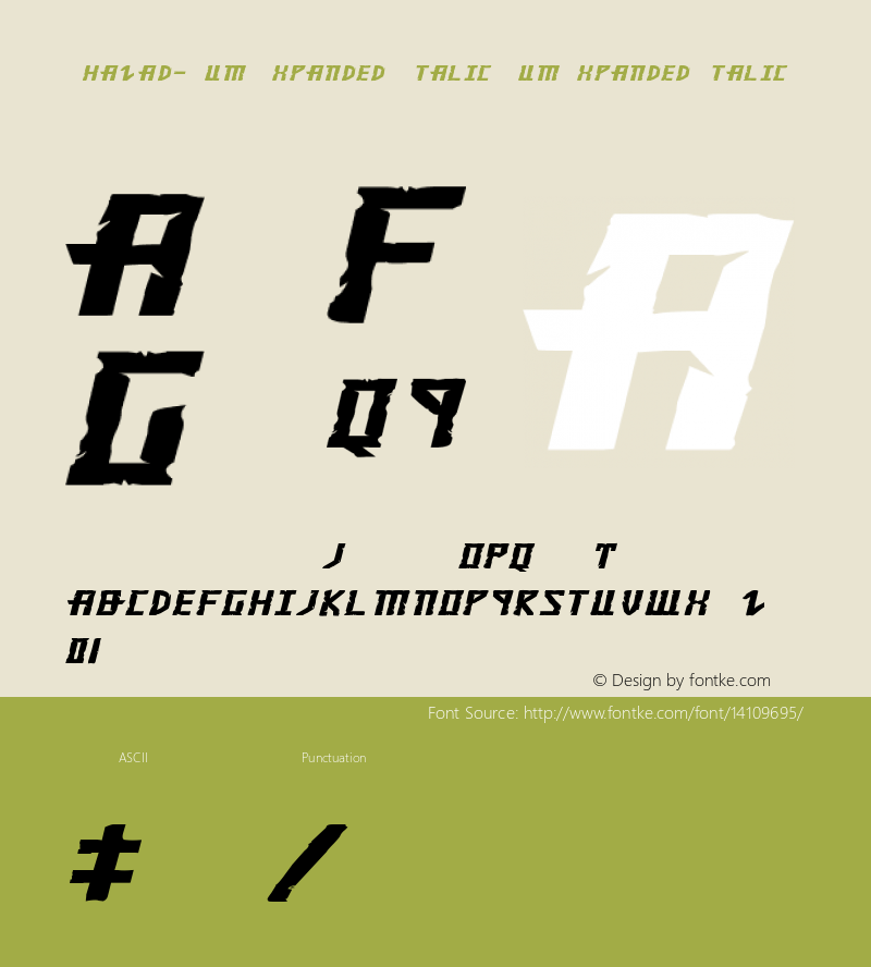 Khazad-Dum Expanded Italic DumExpandedItalic Version 001.000 Font Sample