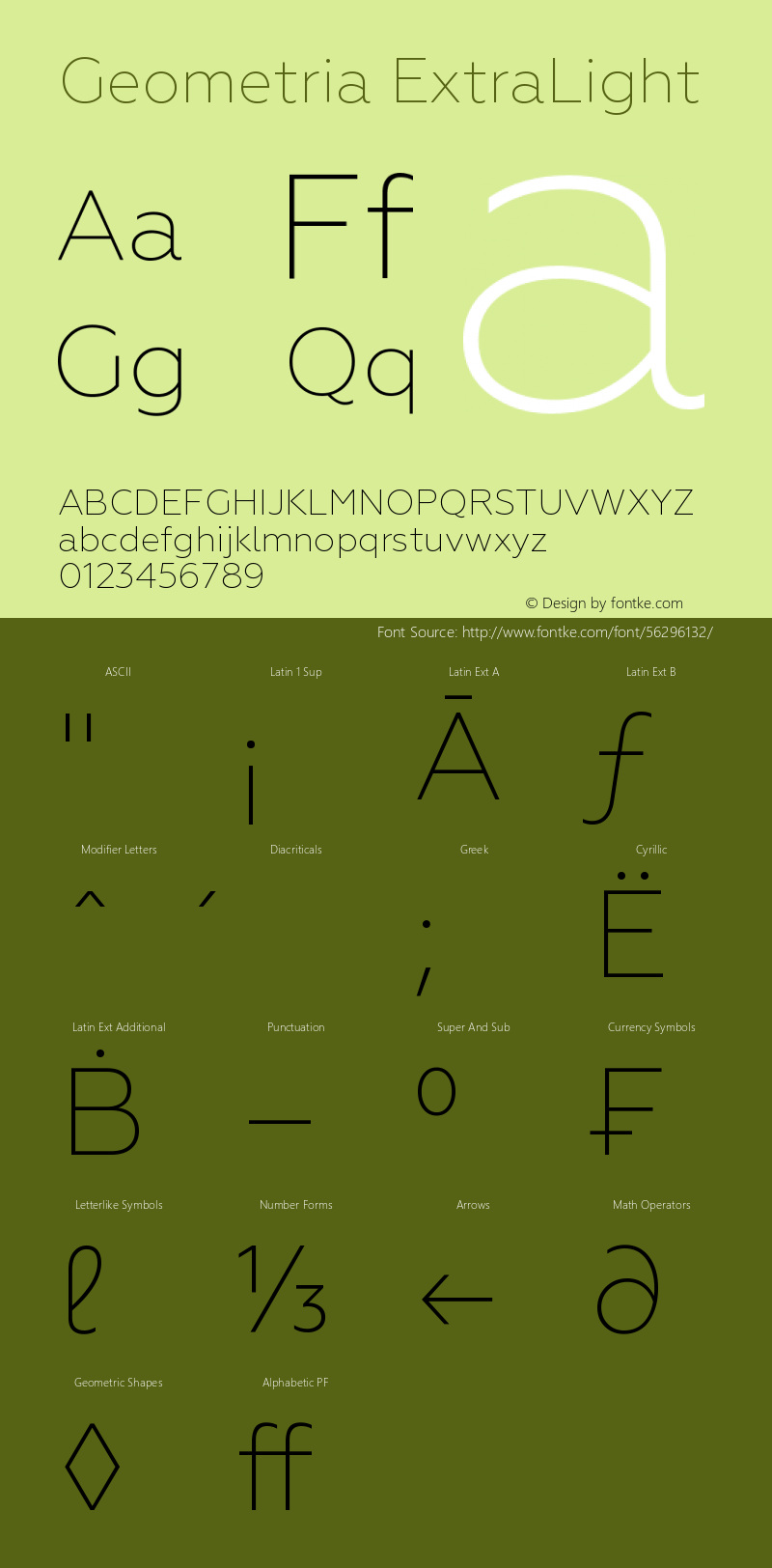 Geometria-ExtraLight Version 1.002 Font Sample