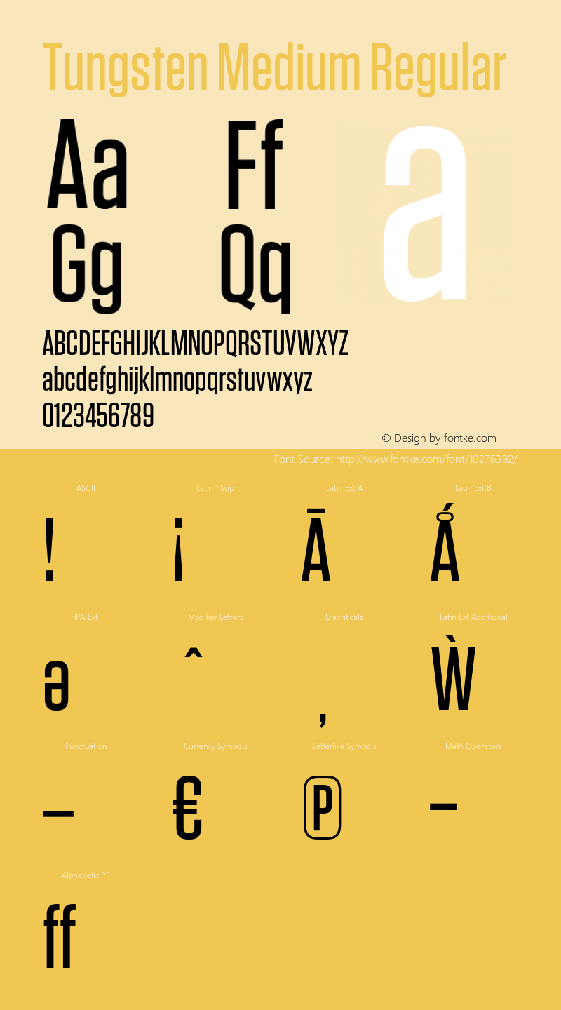 Tungsten Medium Regular Version 1.200 Font Sample