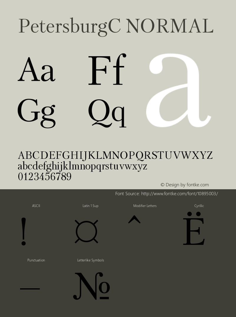 PetersburgC NORMAL Version 001.000 Font Sample