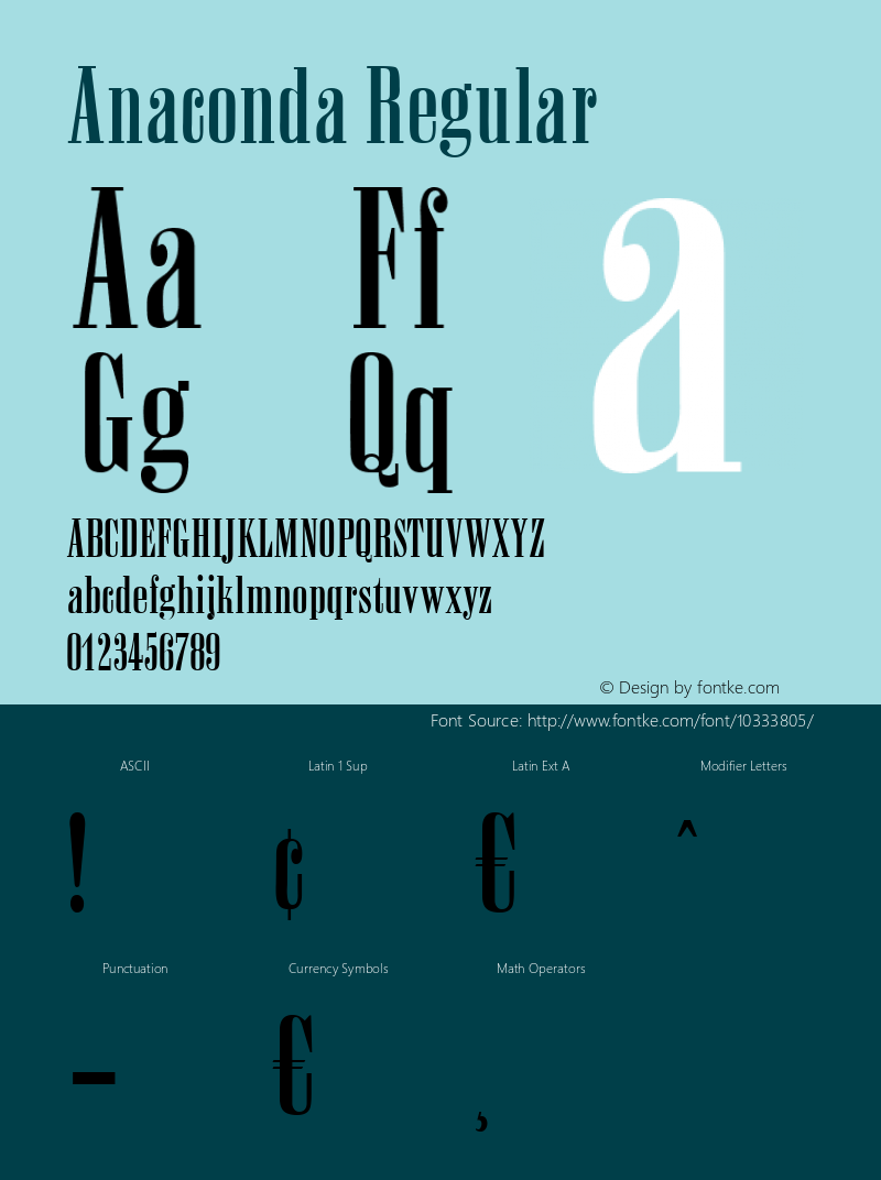 Anaconda Regular 1.0 Fri May 14 12:04:08 1999 Font Sample