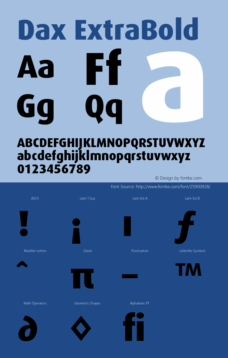 Dax-ExtraBold Version 001.000 Font Sample