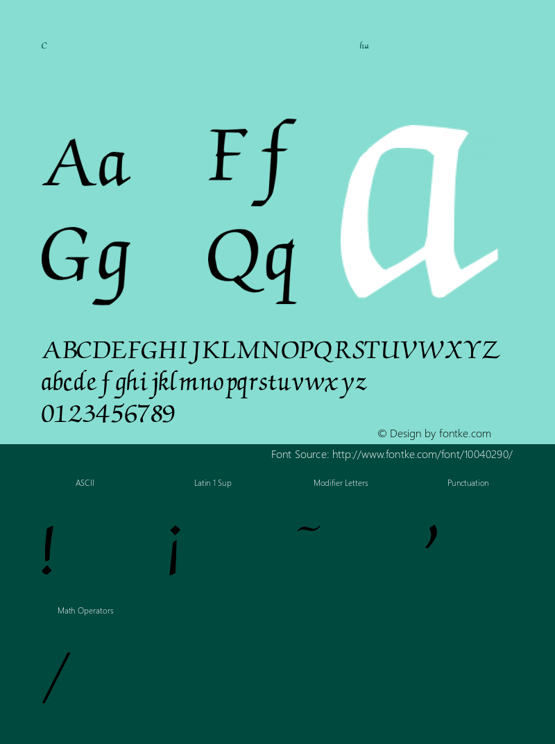 Chancery-Medium Regular Unknown Font Sample