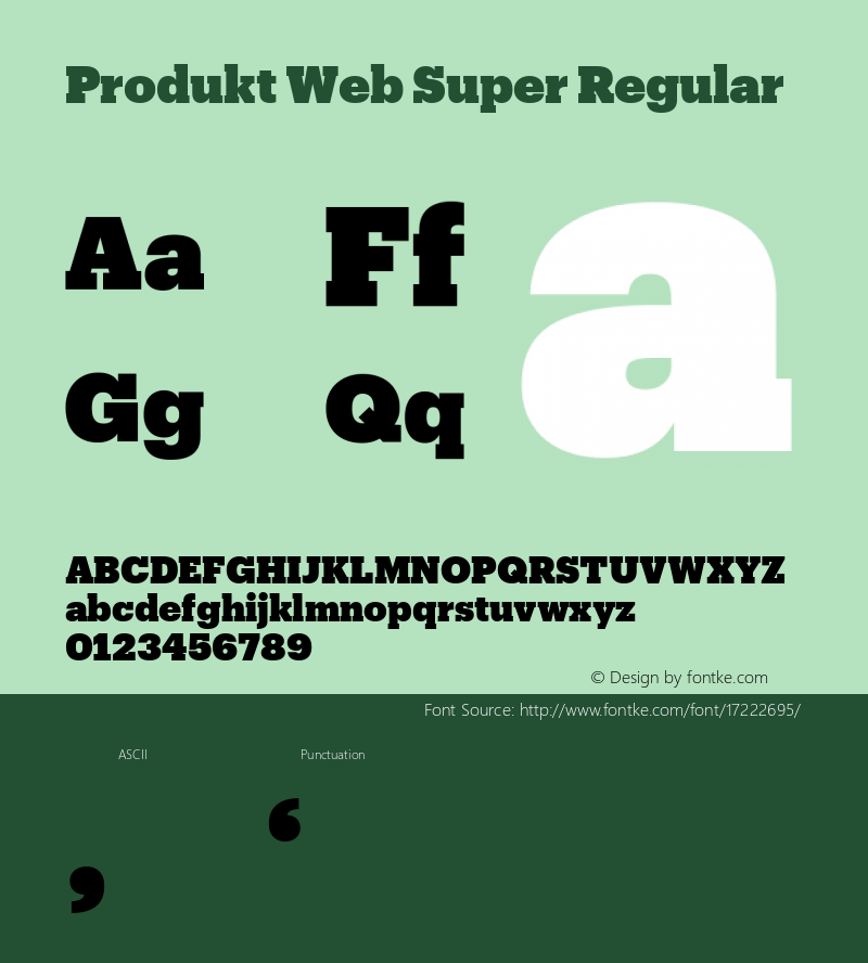 Produkt Web Super Regular Version 1.1 2014 Font Sample