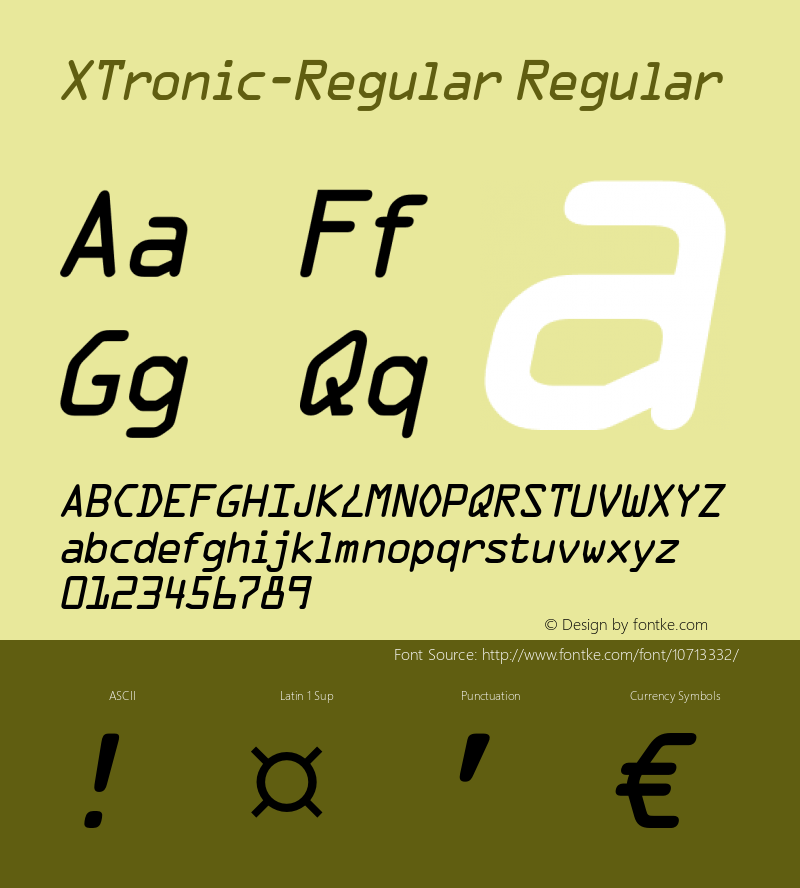 XTronic-Regular Regular None Font Sample