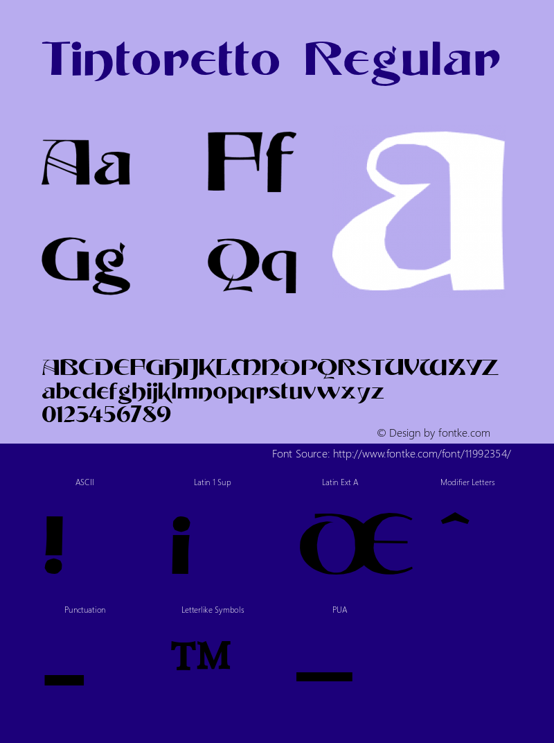 Tintoretto Regular 1.56 Font Sample