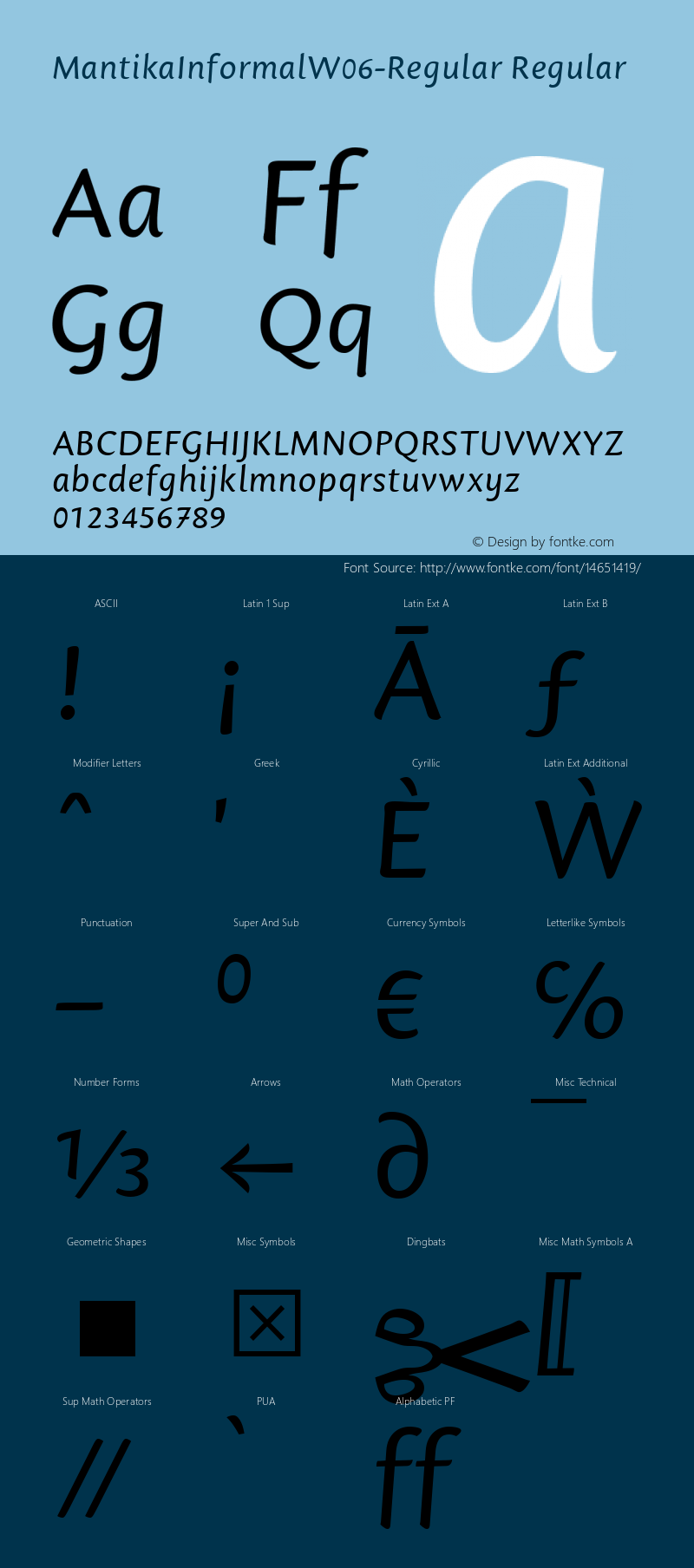 MantikaInformalW06-Regular Regular Version 1.0 Font Sample