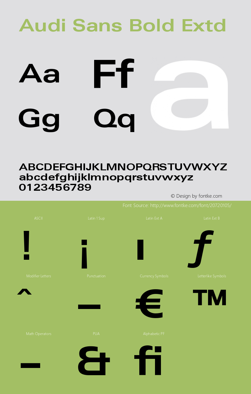 AudiSans-BoldExtd Version 001.002 Font Sample