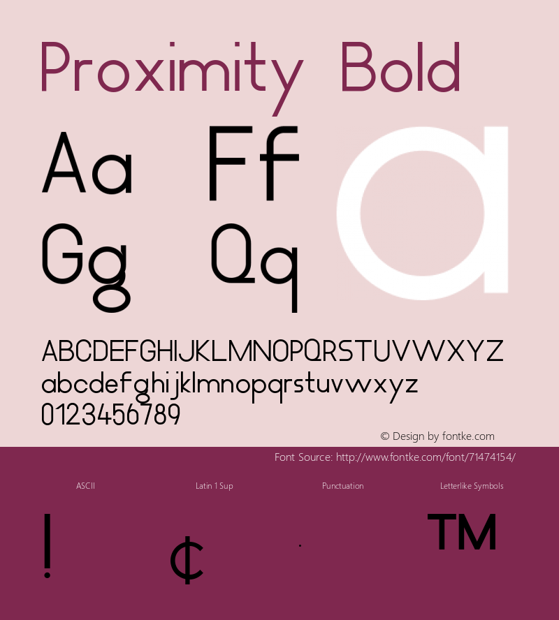 Proximity Bold Version 1.000 Font Sample