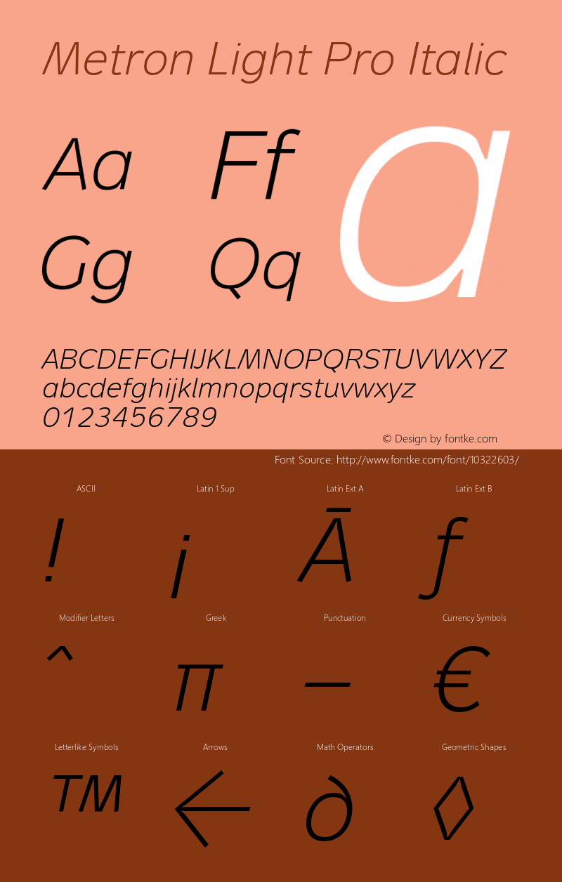 Metron Light Pro Italic Version 1.000;PS 001.000;hotconv 1.0.38 Font Sample