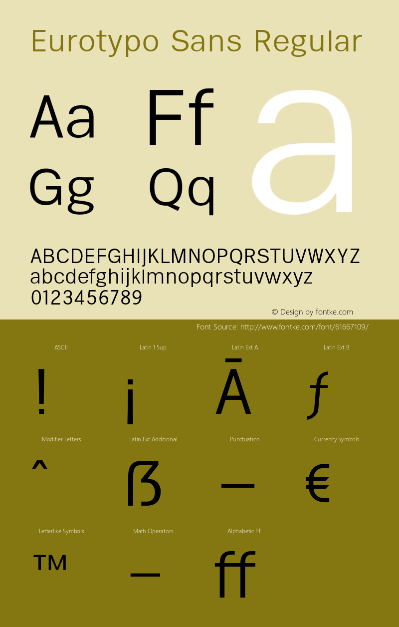 Eurotypo Sans W05 Light Version 1.00 Font Sample