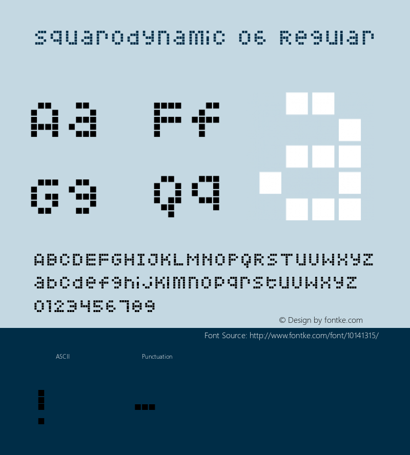 Squarodynamic 06 Regular Macromedia Fontographer 4.1.3 3/18/02 Font Sample