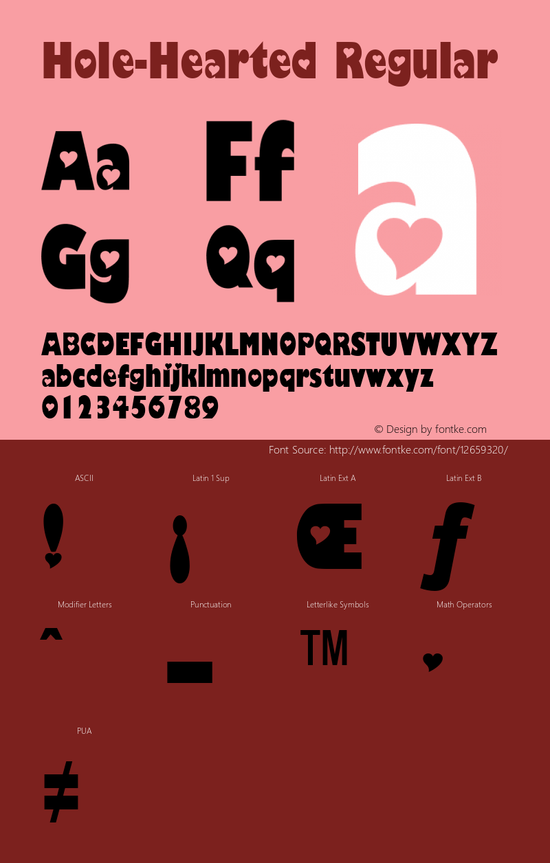 Hole-Hearted Regular 2003; 1.1 Font Sample