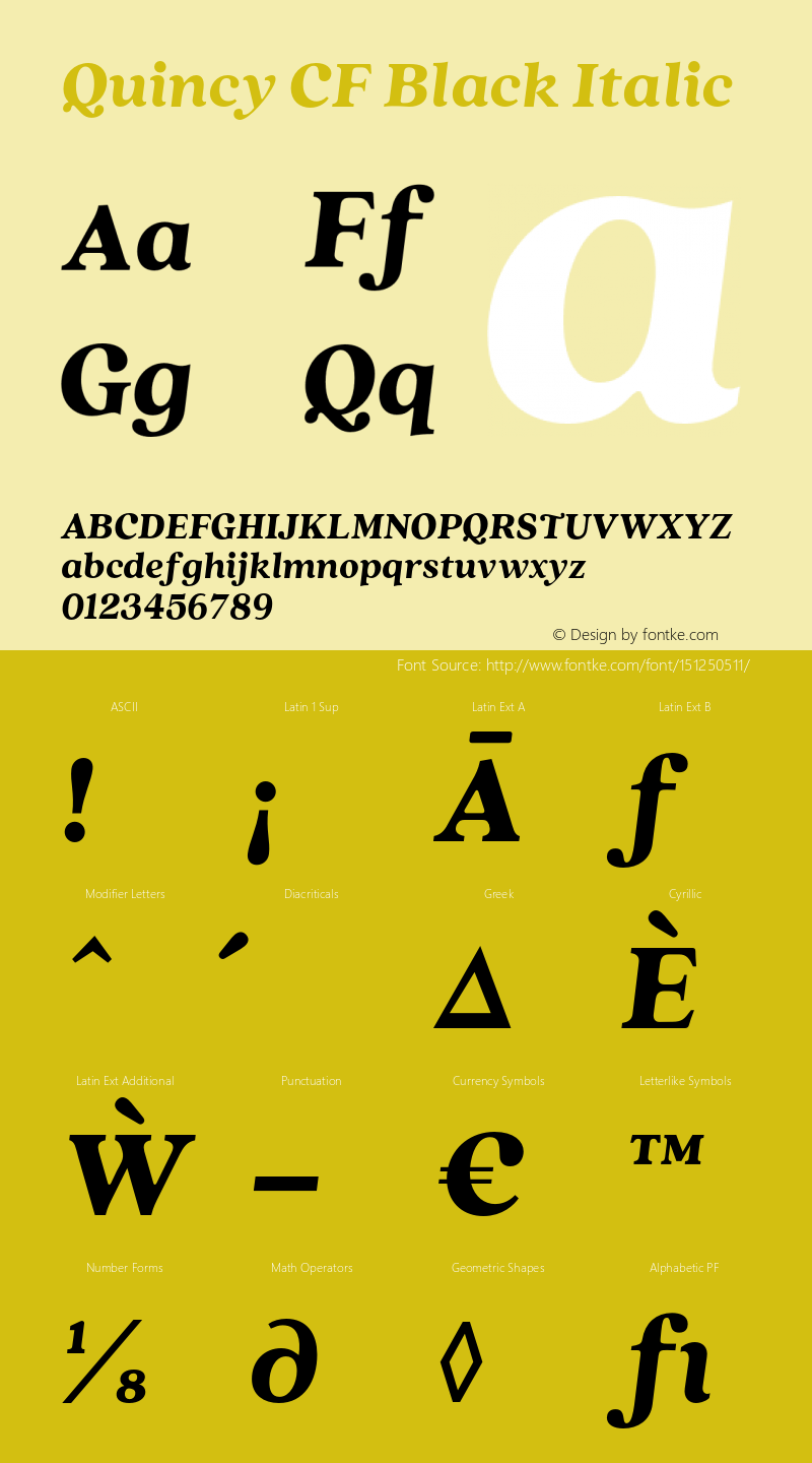 Quincy CF Black Italic Version 4.100;hotconv 1.0.109;makeotfexe 2.5.65596 Font Sample
