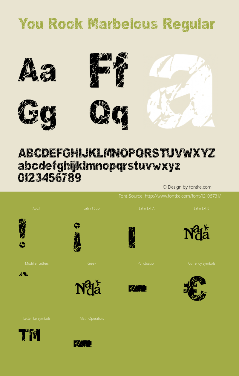 You Rook Marbelous Regular 1.0 - 9/26/99 Font Sample