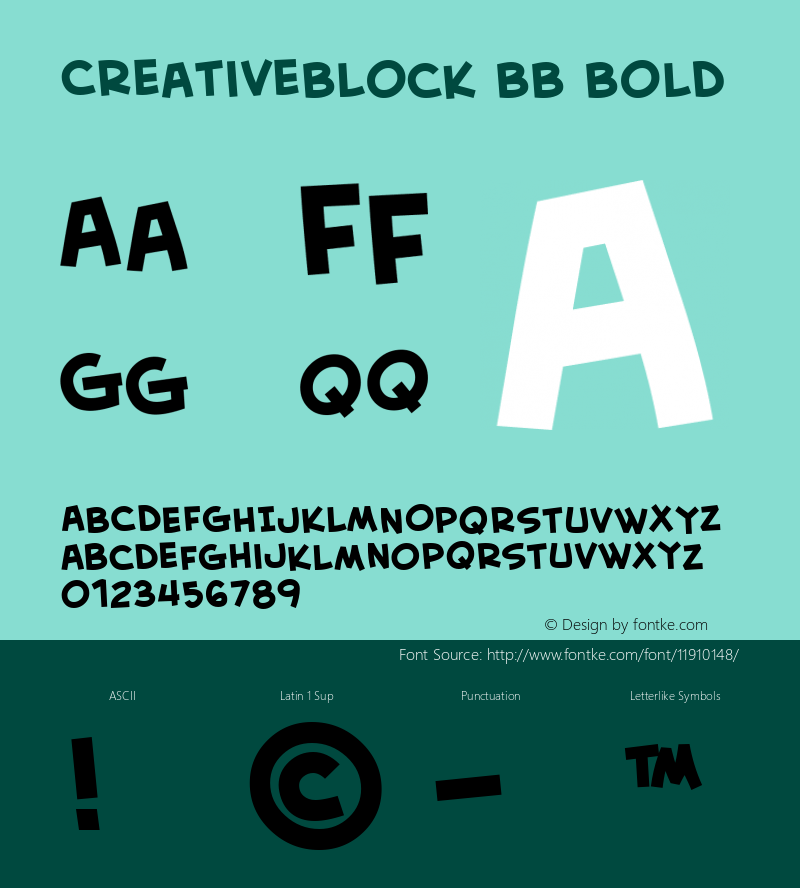 CreativeBlock BB Bold Macromedia Fontographer 4.1 11/23/04 Font Sample