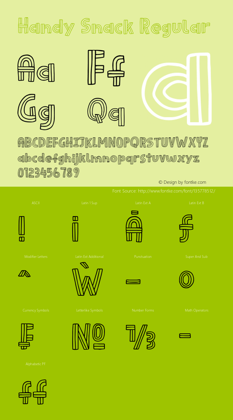 Handy Snack 1.000 Font Sample