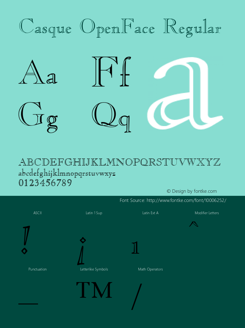 Casque OpenFace Regular WSI:  11/27/92 Font Sample